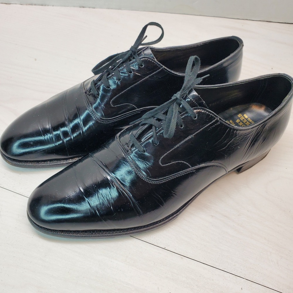 Brooks Brothers Brooks English‎ Mens Black Patent Leather Oxford Shoes 8 41 C